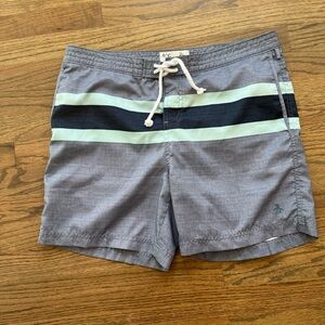 Original Men’s Penguin Gray and White Swim Shorts Bathing Suit Sz 34 Retro 60’s